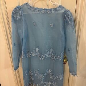 vintage 80s seethru dress with embroidery rare and pretty